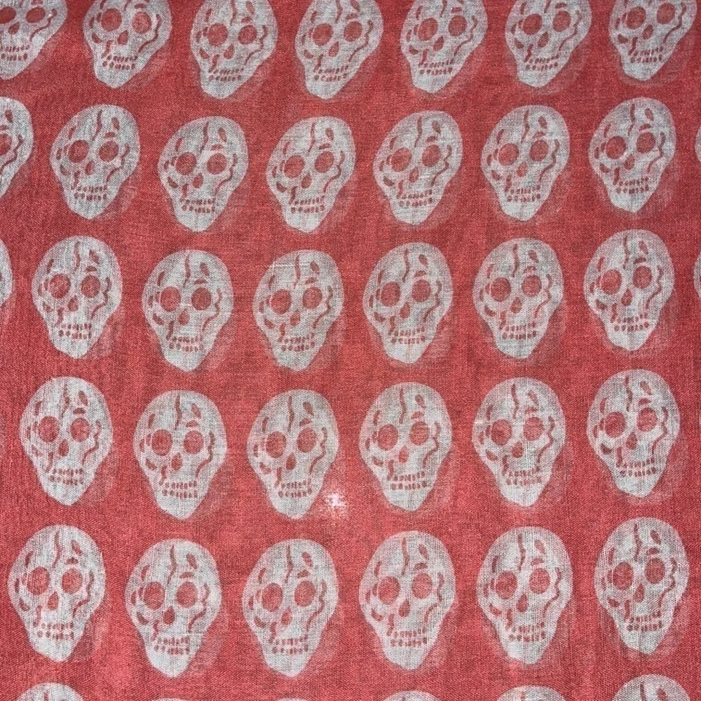 Unbranded Coral And White Skull Infinity Scarf